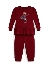 Baby Girl's Polo Bear Magic Fleece 2-Piece Sweater & Sweatpants Set