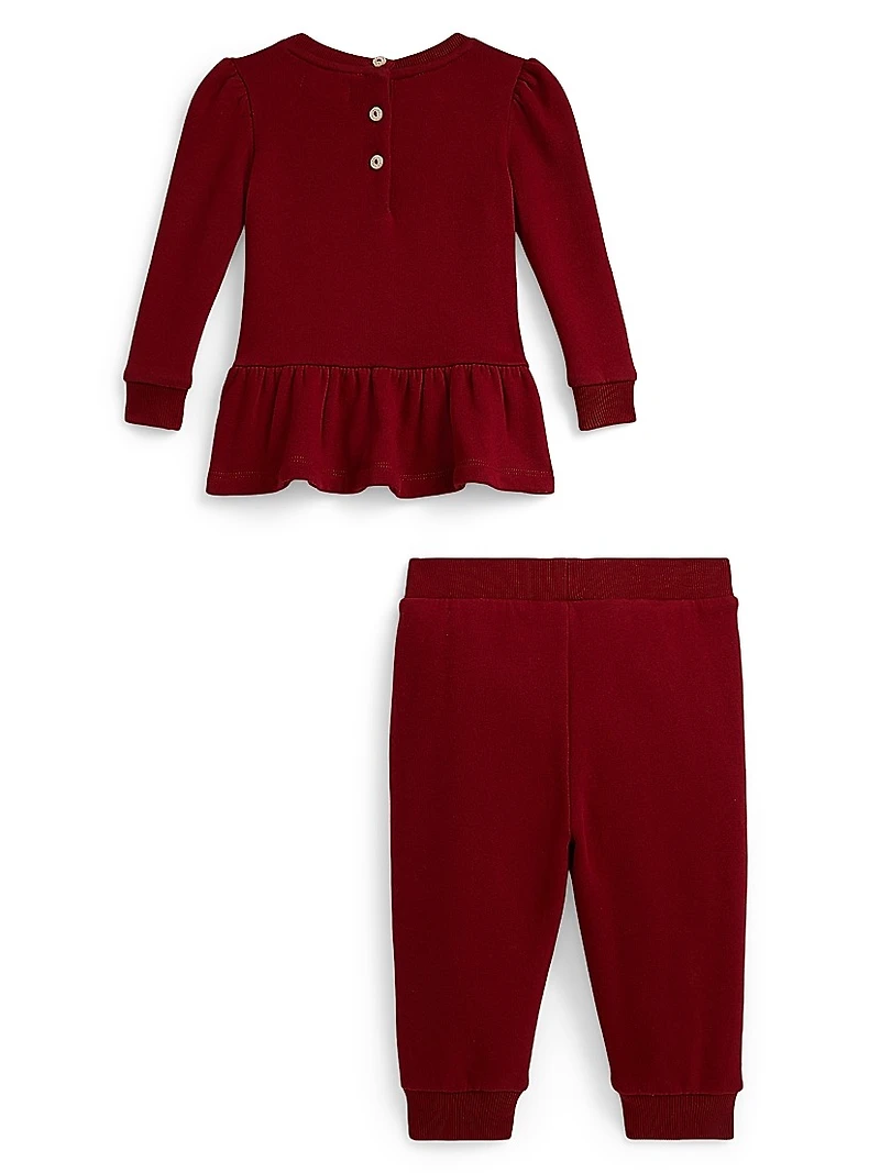 Baby Girl's Polo Bear Magic Fleece 2-Piece Sweater & Sweatpants Set