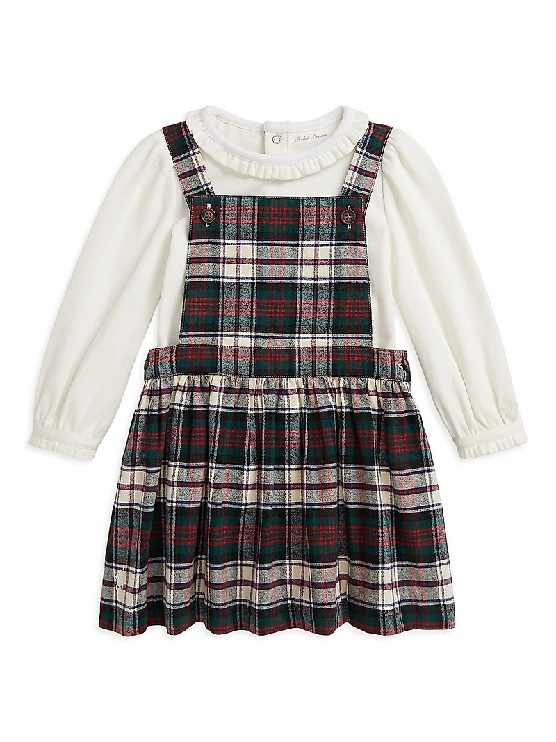 Baby Girl's 2-Piece Brushed Oxford Bodysuit & Plaid Dress Set