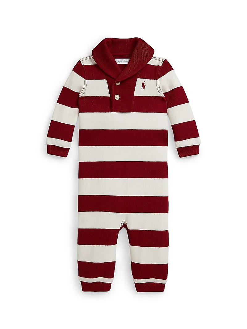 Baby Boy's Estate Striped Rib-Knit Coverall