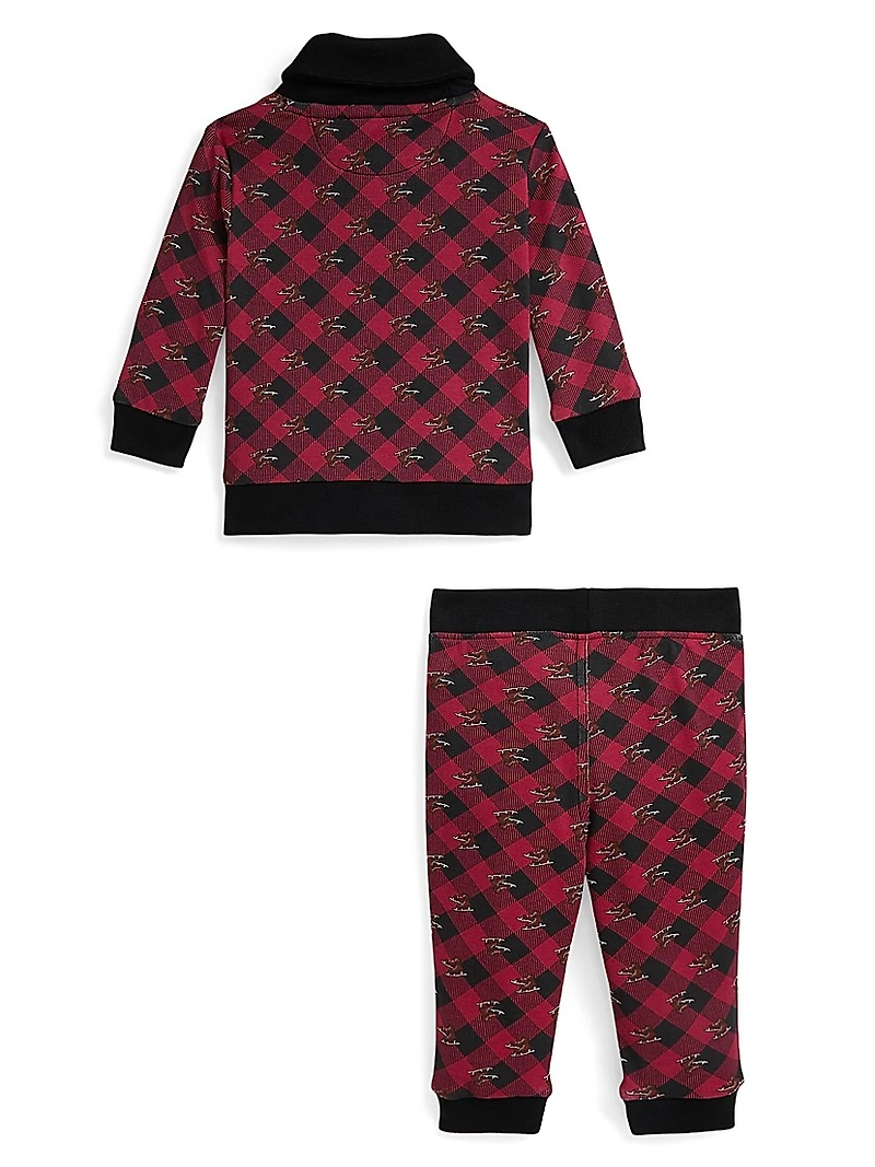Baby Boy's Printed Plaid 2-Piece Sweater & Pants Set