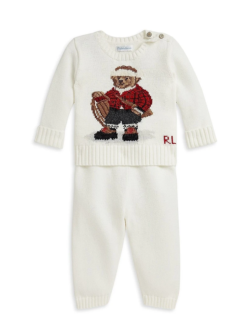 Baby Boy's 2-Piece Polo Bear Sweater & Pants Set