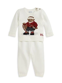 Baby Boy's 2-Piece Polo Bear Sweater & Pants Set