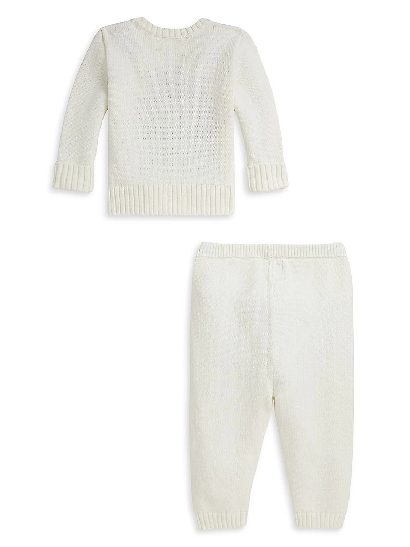 Baby Boy's 2-Piece Polo Bear Sweater & Pants Set