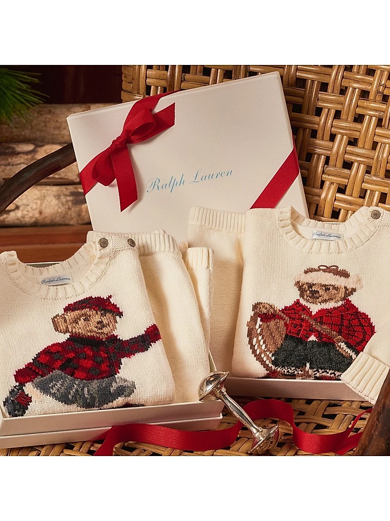 Baby Boy's 2-Piece Polo Bear Sweater & Pants Set