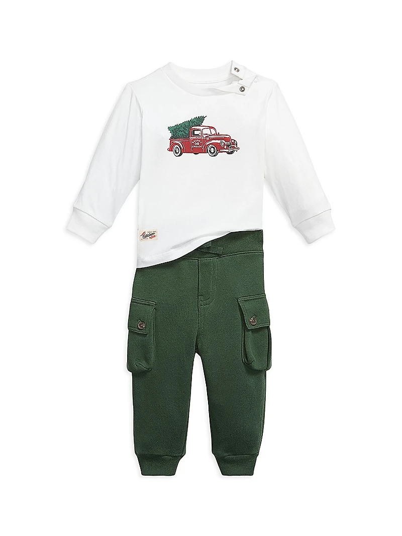 Baby Boy's Graphic Jersey Shirt & Cargo Joggers Set