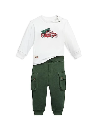 Baby Boy's Graphic Jersey Shirt & Cargo Joggers Set