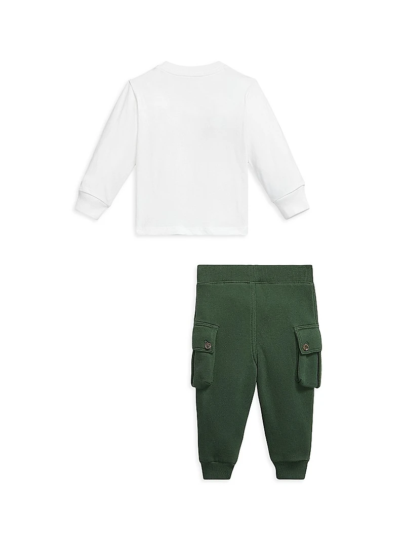 Baby Boy's Graphic Jersey Shirt & Cargo Joggers Set