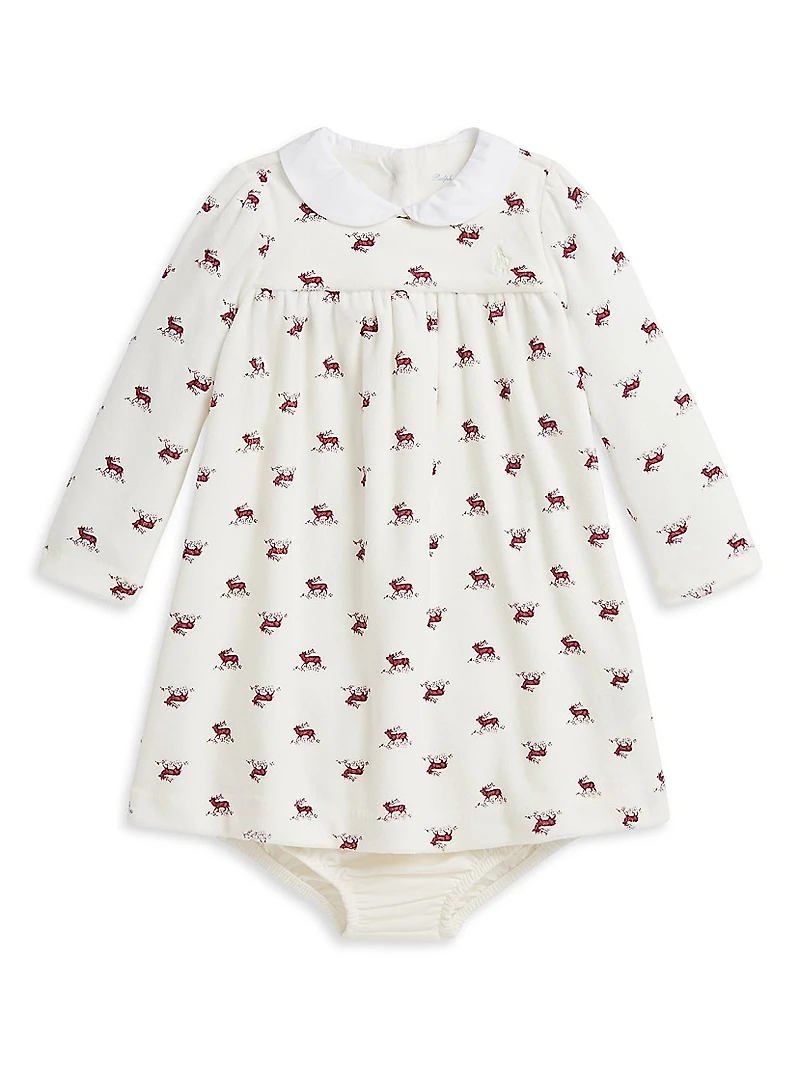 Baby Girl's 2-Piece Velour Knit Dress & Bloomers Set