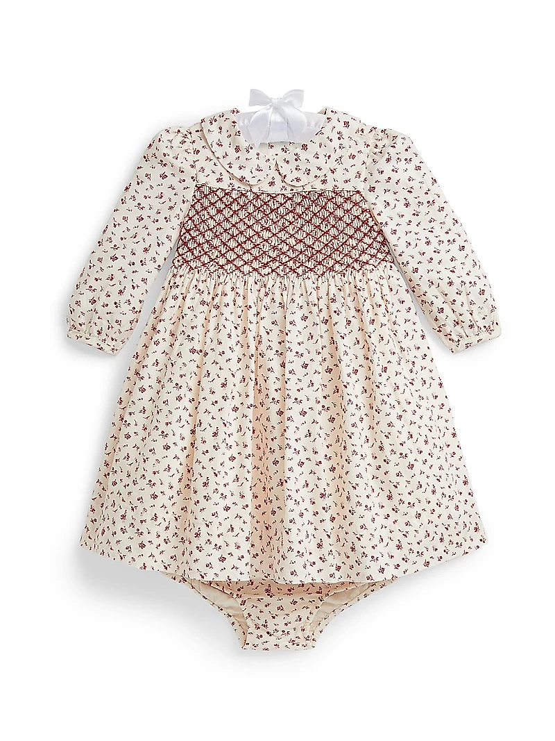 Baby Girl's Cotton Twill Collared Dress & Bloomers Set