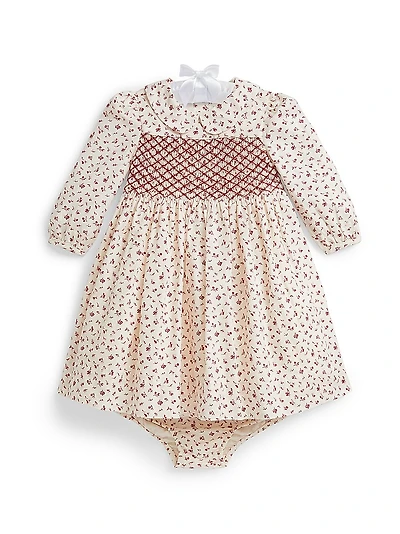 Baby Girl's Cotton Twill Collared Dress & Bloomers Set