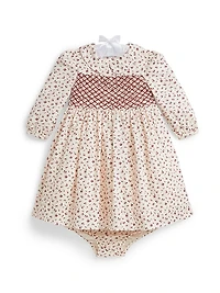 Baby Girl's Cotton Twill Collared Dress & Bloomers Set