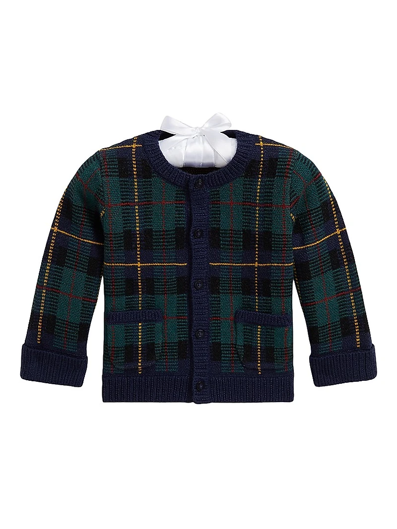 Baby Boy's Plaid Wool Cardigan