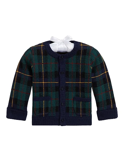 Baby Boy's Plaid Wool Cardigan