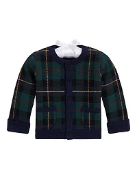 Baby Boy's Plaid Wool Cardigan