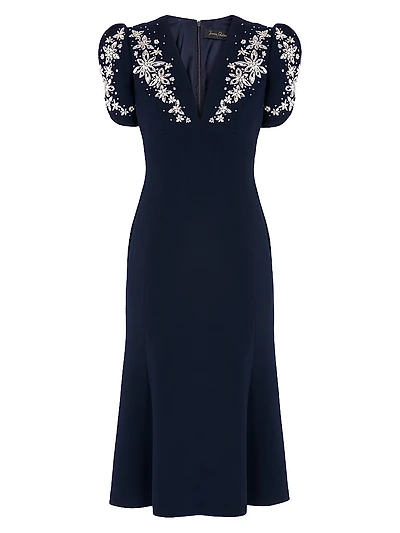 Rose Bud Crystal-Embellished A-Line Dress