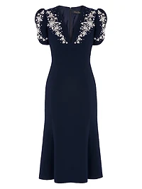 Rose Bud Crystal-Embellished A-Line Dress