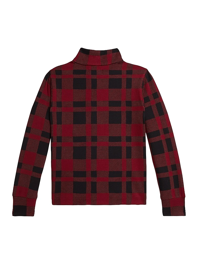 Little Boy's & Buffalo Plaid Half-Zip Pullover Top