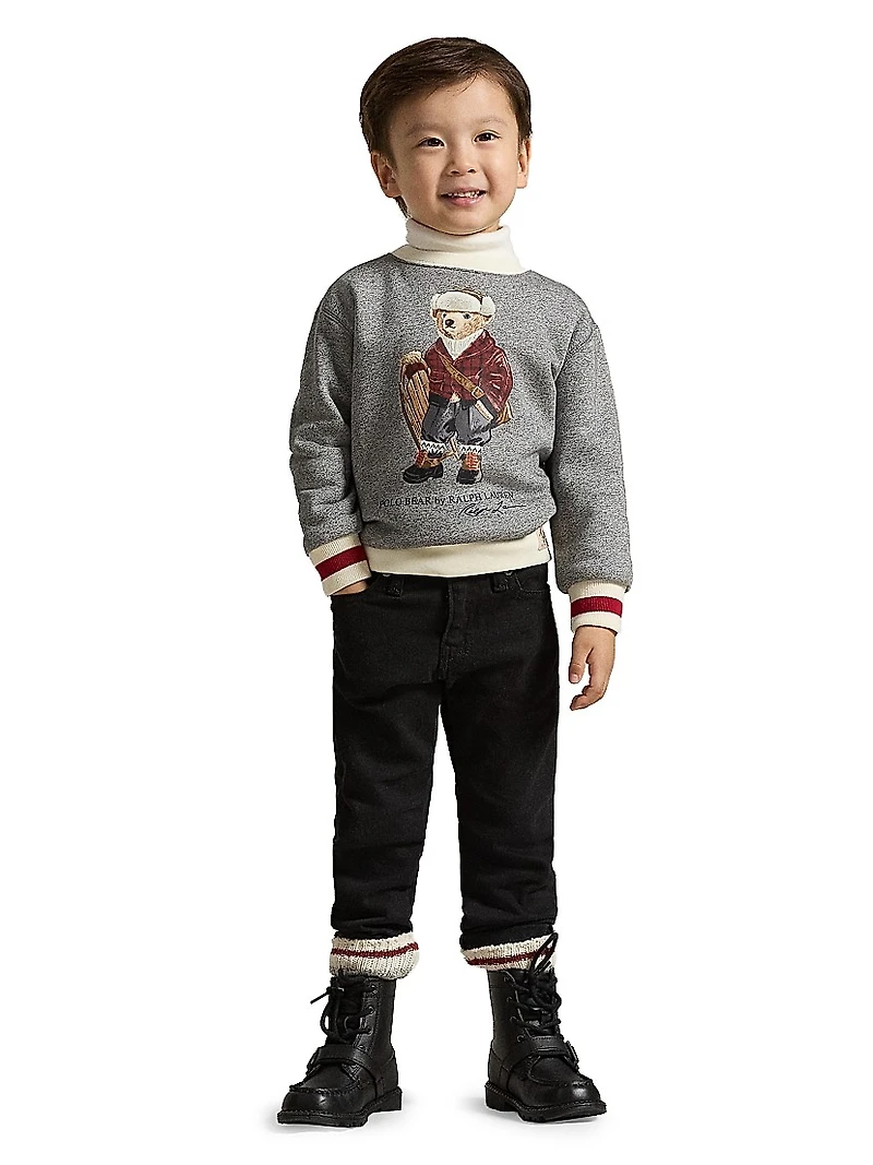 Little Boy's & Polo Bear Turtleneck Sweatshirt