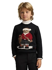Little Boy's & Sled Polo Bear Wool Sweater