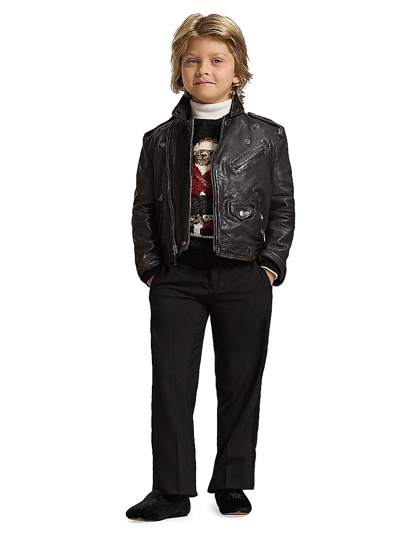 Little Boy's & Sled Polo Bear Wool Sweater