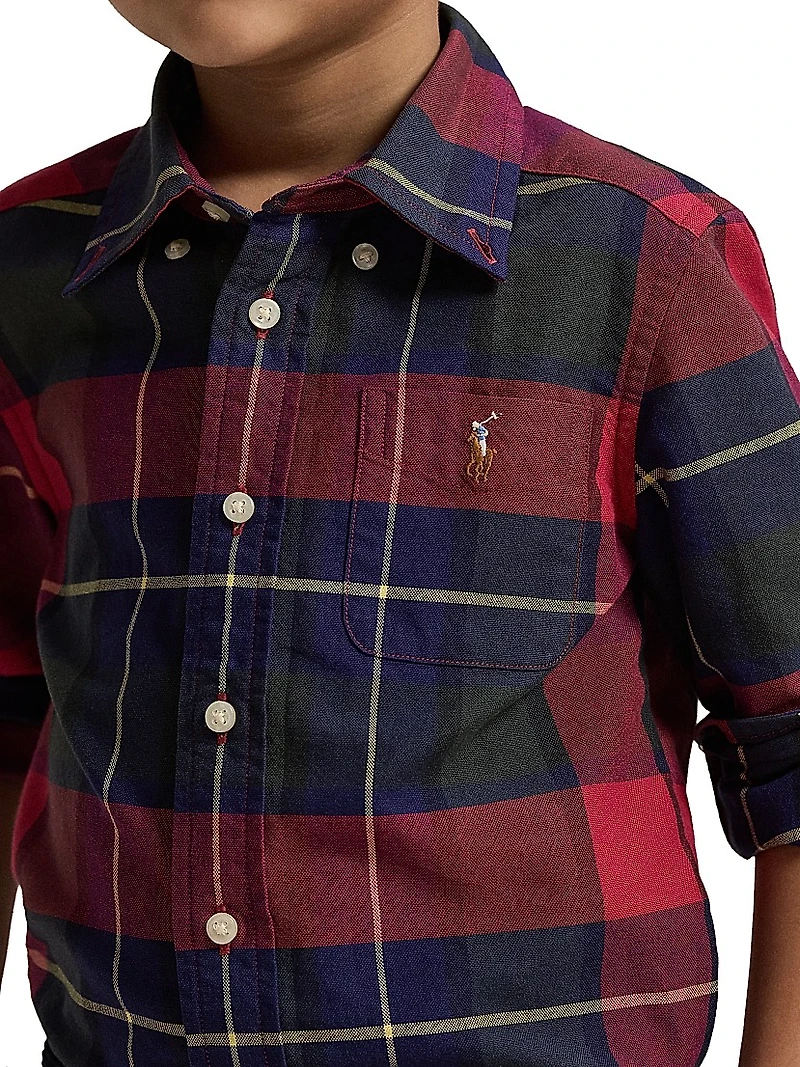 Little Boy's & Plaid Classic Oxford Sport Shirt