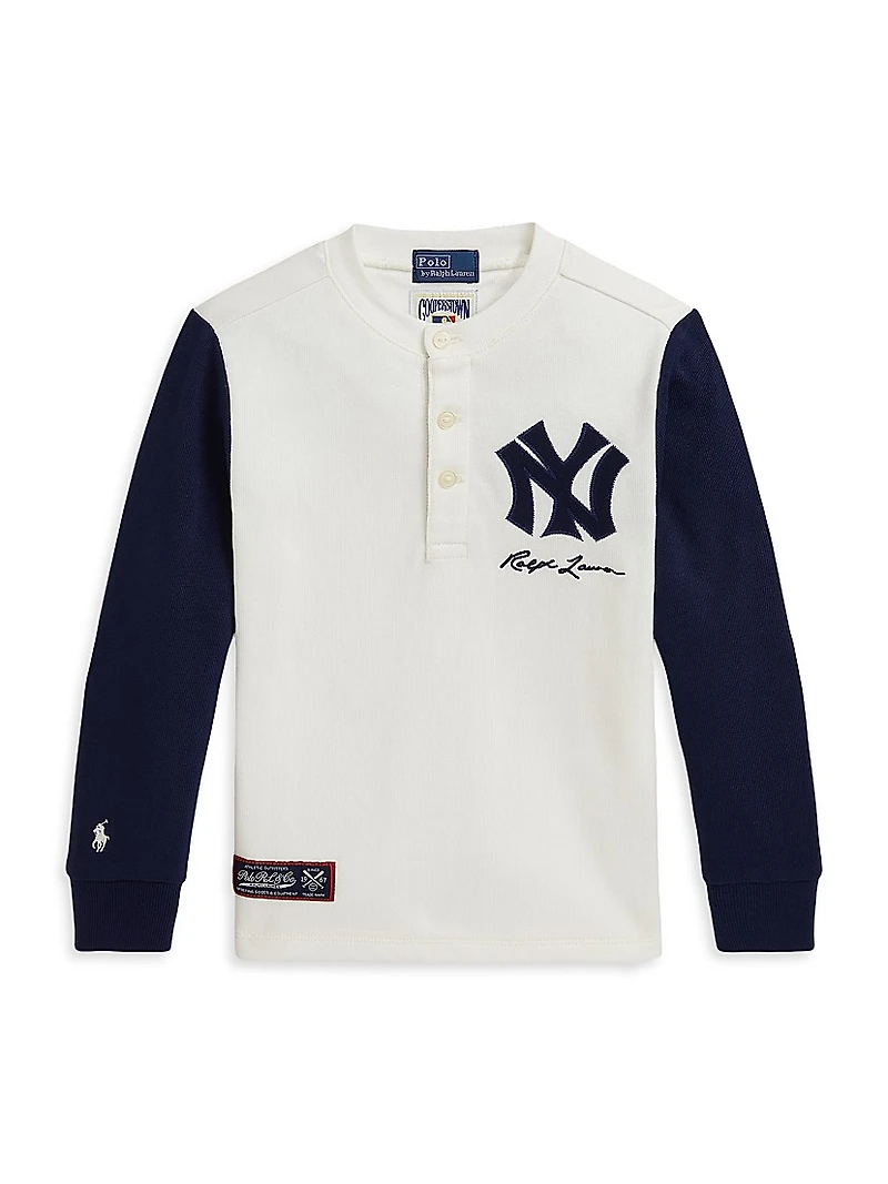 Little Boy's & Yankees Jersey Henley Shirt