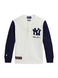 Little Boy's & Yankees Jersey Henley Shirt