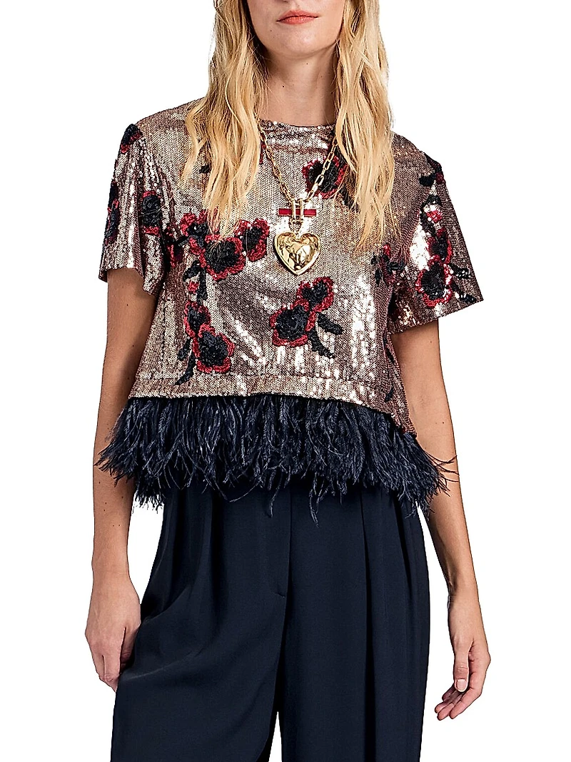 La Scala Tee with Feathers