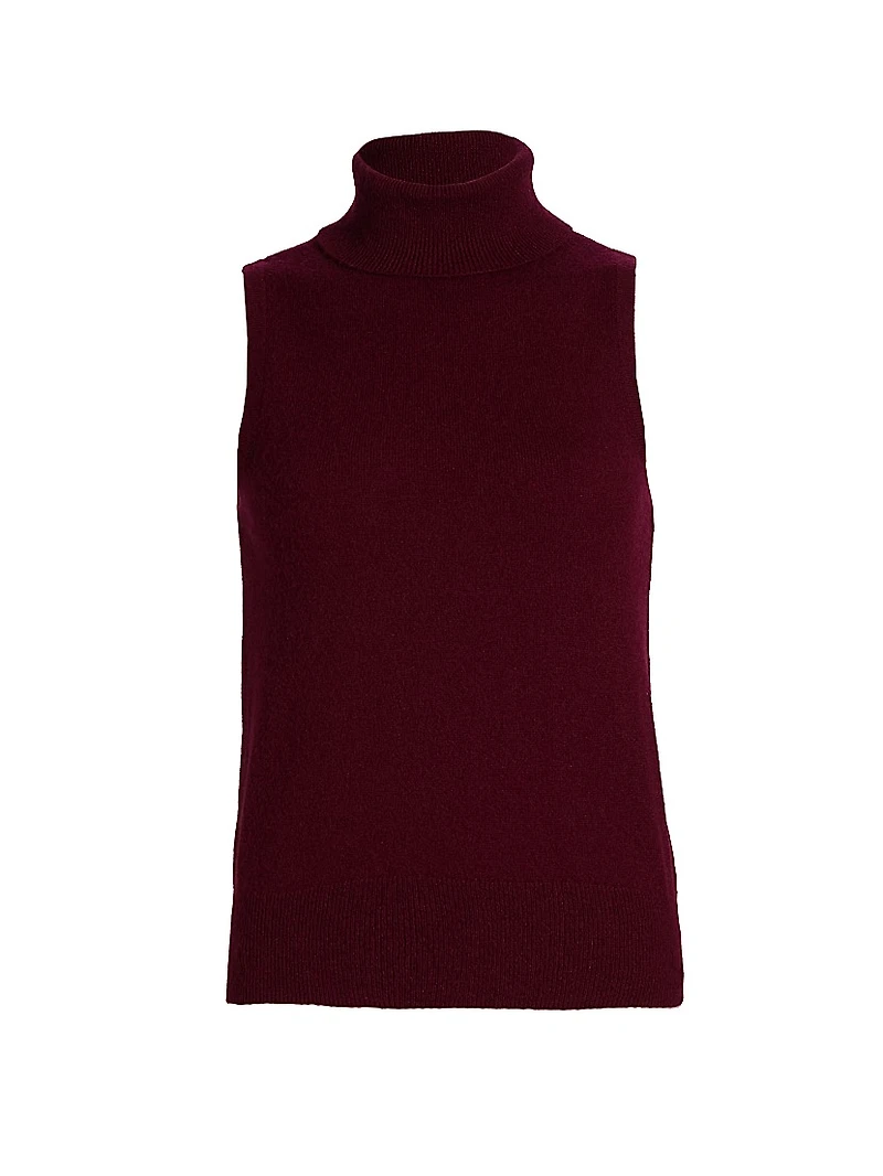Cashmere Sleeveless Turtleneck Top