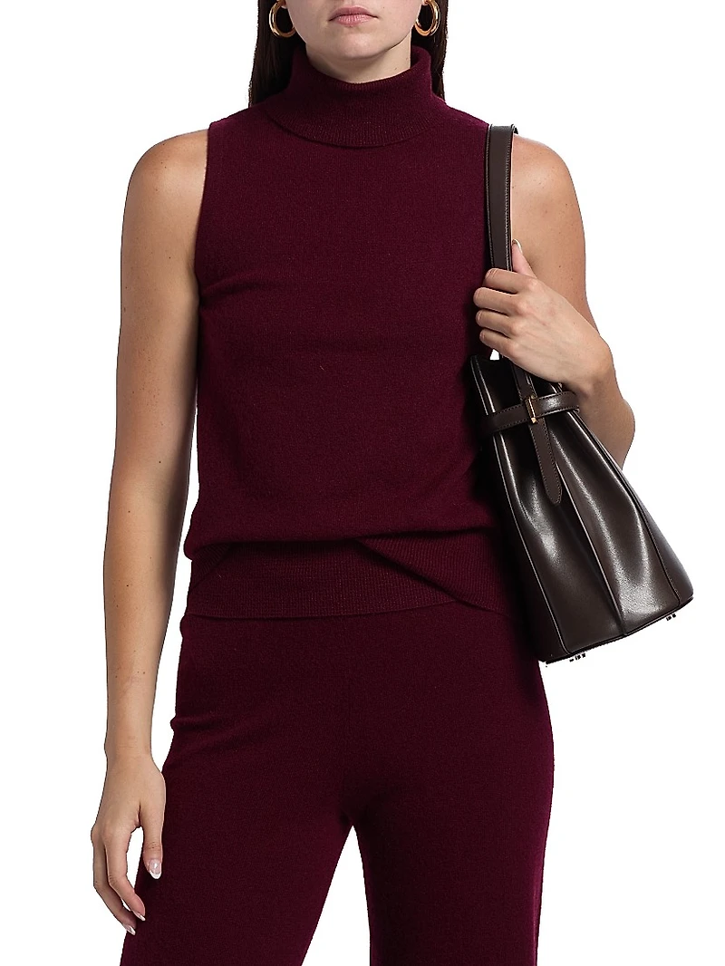Cashmere Sleeveless Turtleneck Top