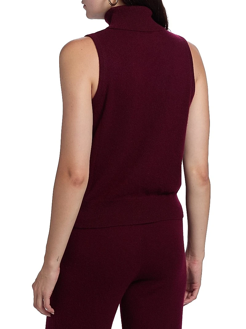 Cashmere Sleeveless Turtleneck Top