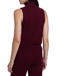 Cashmere Sleeveless Turtleneck Top