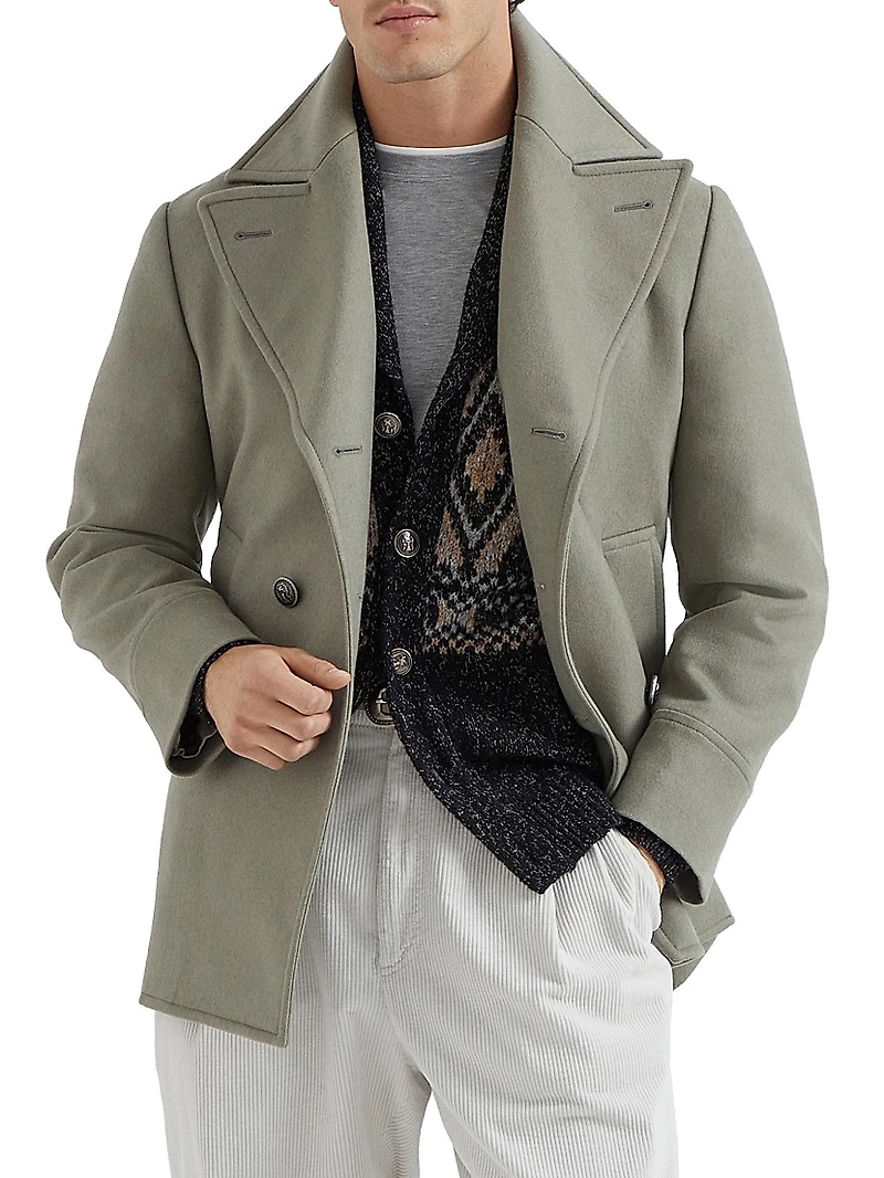Wool Flannel Double Cloth Pea Coat