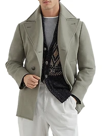 Wool Flannel Double Cloth Pea Coat