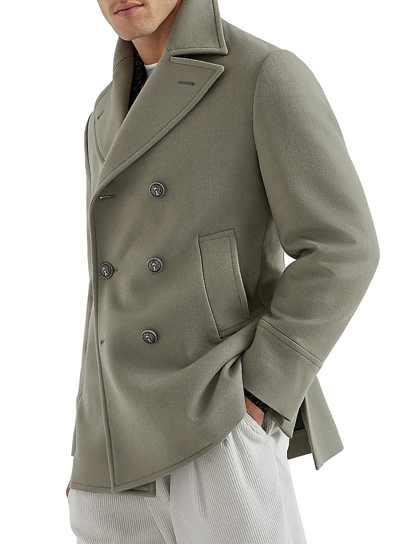 Wool Flannel Double Cloth Pea Coat