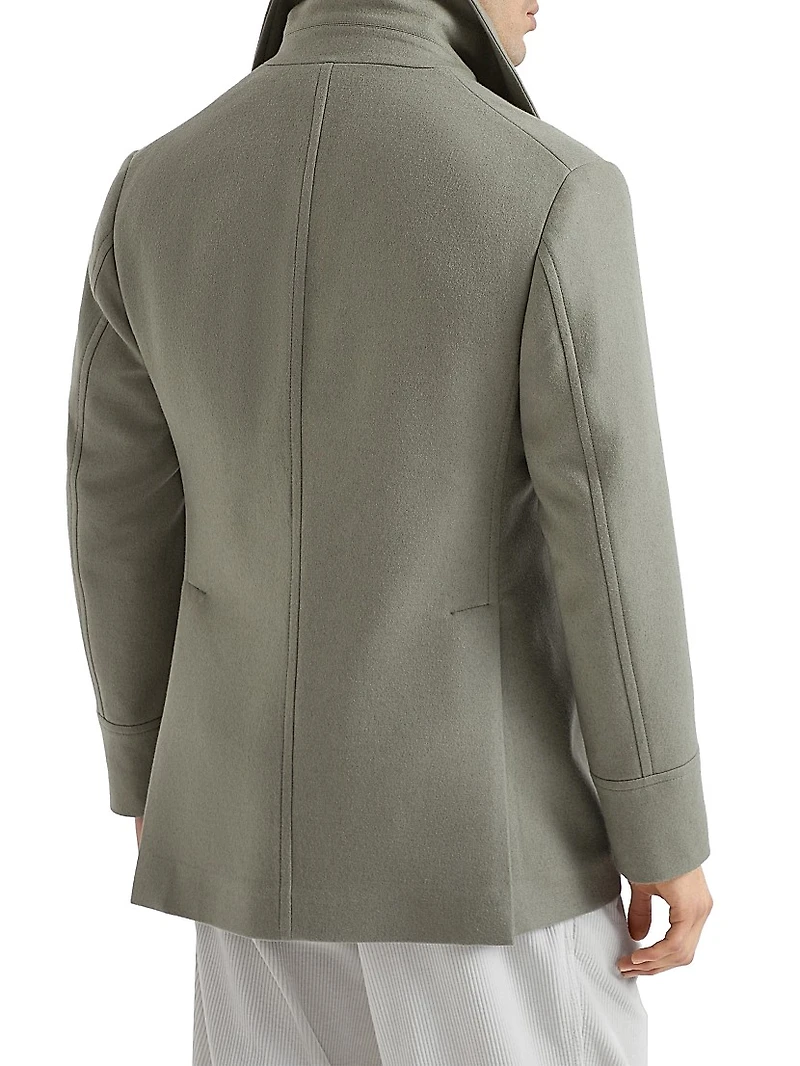 Wool Flannel Double Cloth Pea Coat