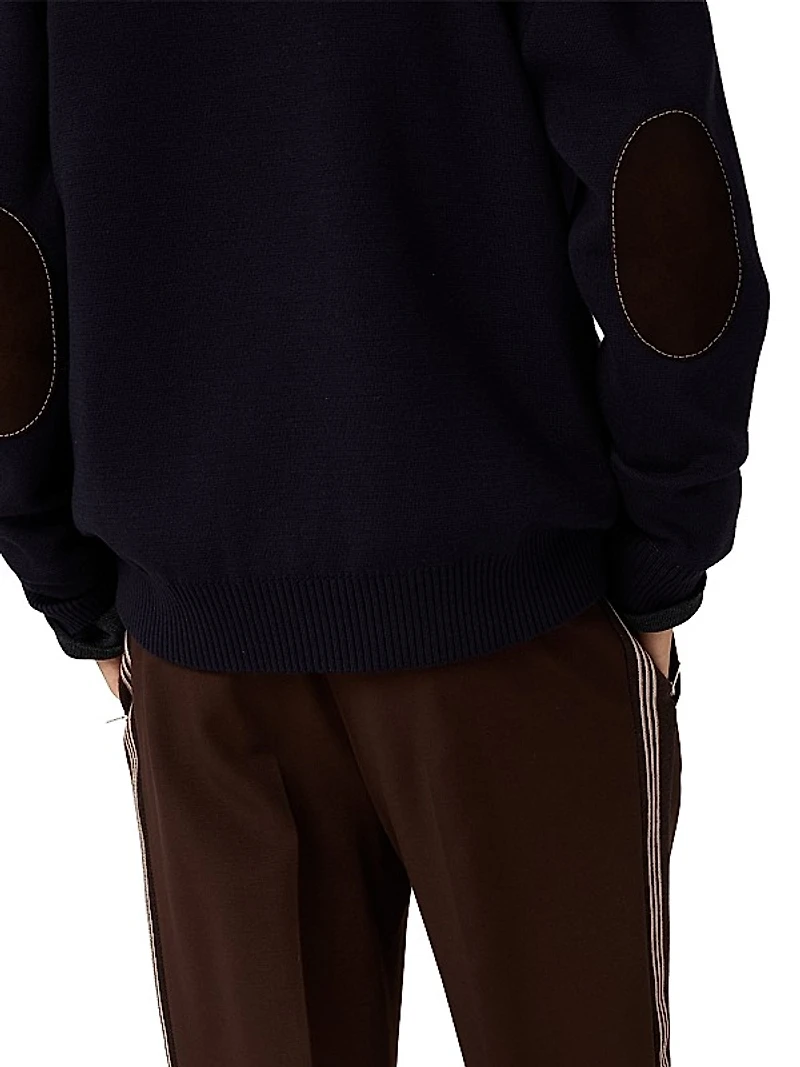 Wool and Leather Zipper Cardigan