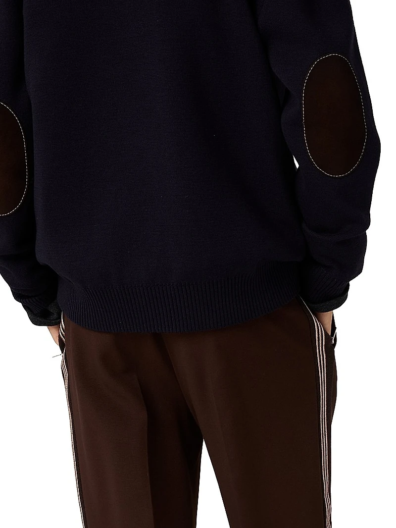 Wool and Leather Zipper Cardigan