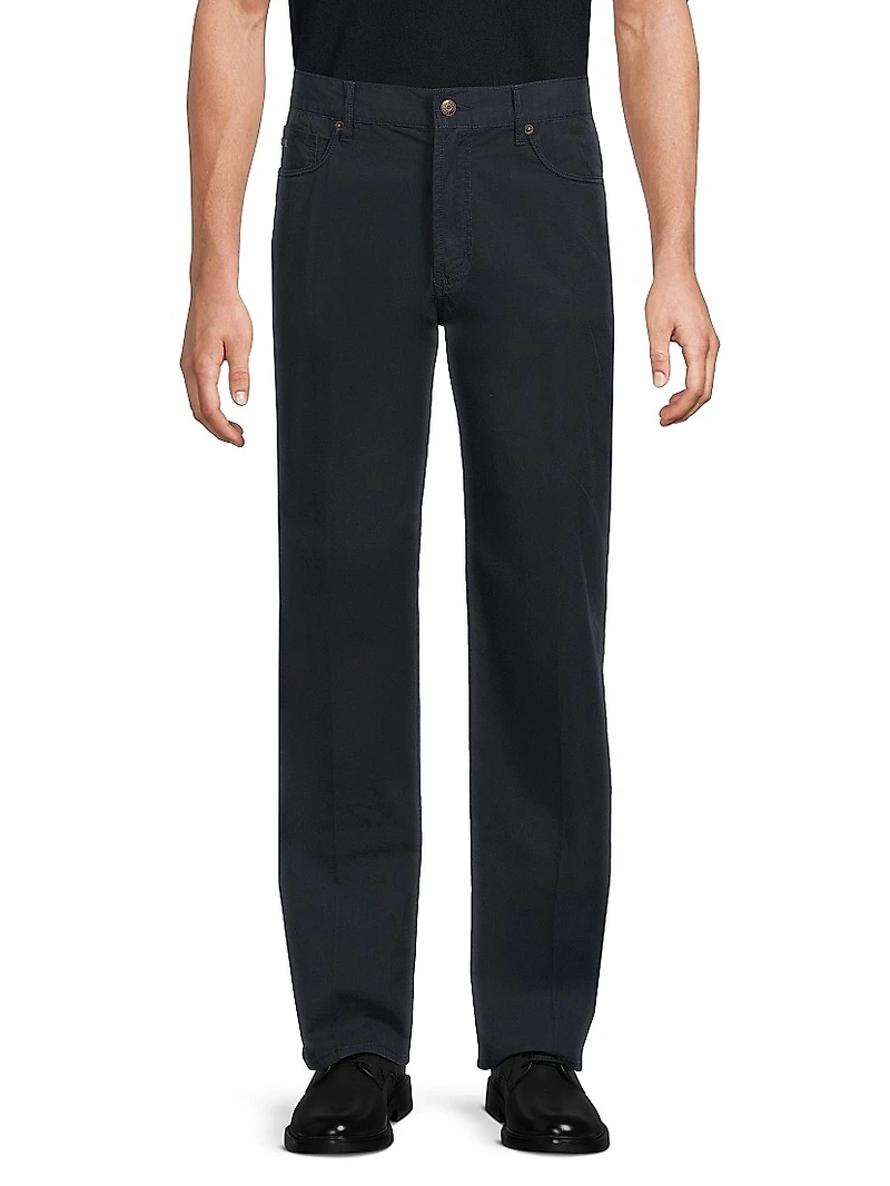 5-Pocket Cotton Straight-Leg Pants
