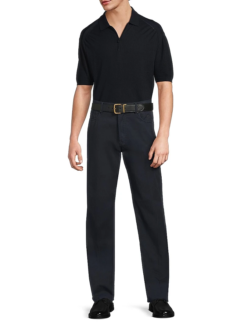 5-Pocket Cotton Straight-Leg Pants