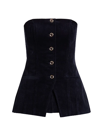 Iman Cotton Corduroy Strapless Top
