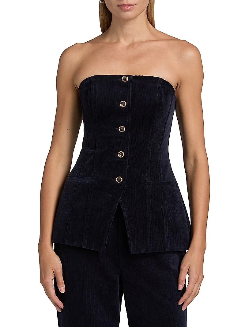 Iman Cotton Corduroy Strapless Top
