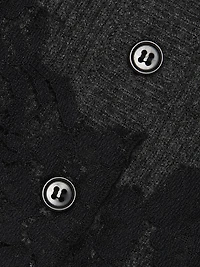 Ribbed Merino Wool Lace-Trim Crop Cardigan