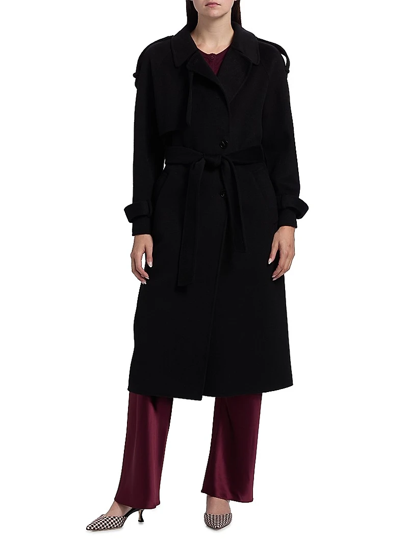 Yennifer Wool-Cashmere Belted Trench Coat