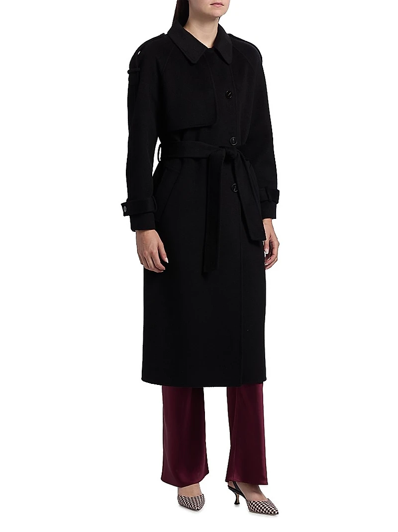 Yennifer Wool-Cashmere Belted Trench Coat