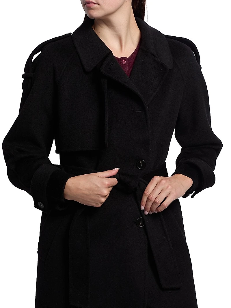 Yennifer Wool-Cashmere Belted Trench Coat
