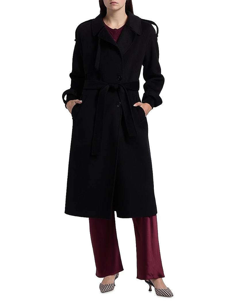 Yennifer Wool-Cashmere Belted Trench Coat