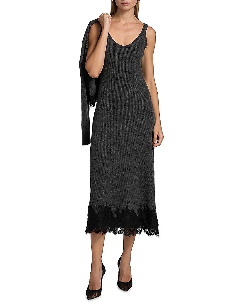 Una Rib-Knit Merino Wool Midi-Dress