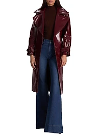 Nevada Tie-Waist Faux-Leather Trench Coat